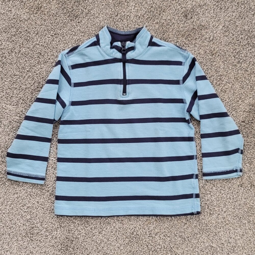 Hannah Anderson Boys Blue Striped 1/4 zip Sweatshirt 110 ( Approx size 5)